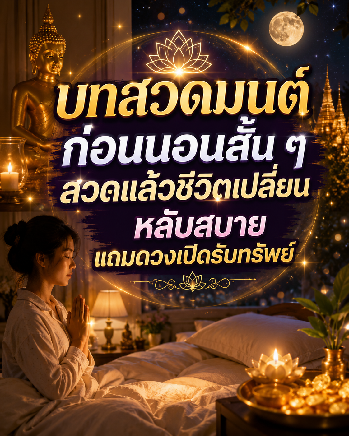 บทสวดมนต์ก่อนนอนสั้น ๆ สวดแล้วชีวิตเปลี่ยน หลับสบาย แถมดวงเปิดรับทรัพย์